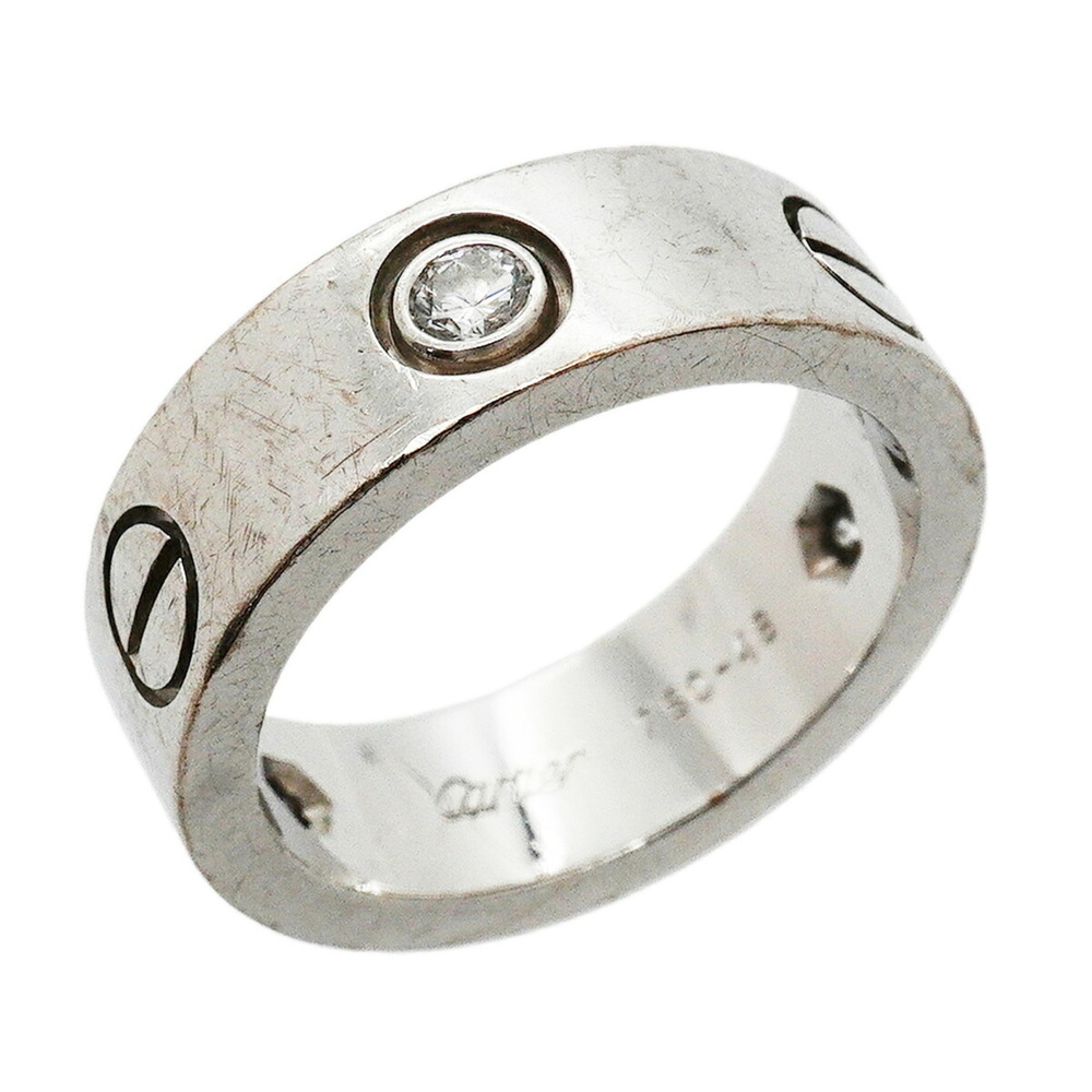 Cartier Love Ring, 3PD, 18K White Gold, Diamond, Size 48, Ladies', P3507809